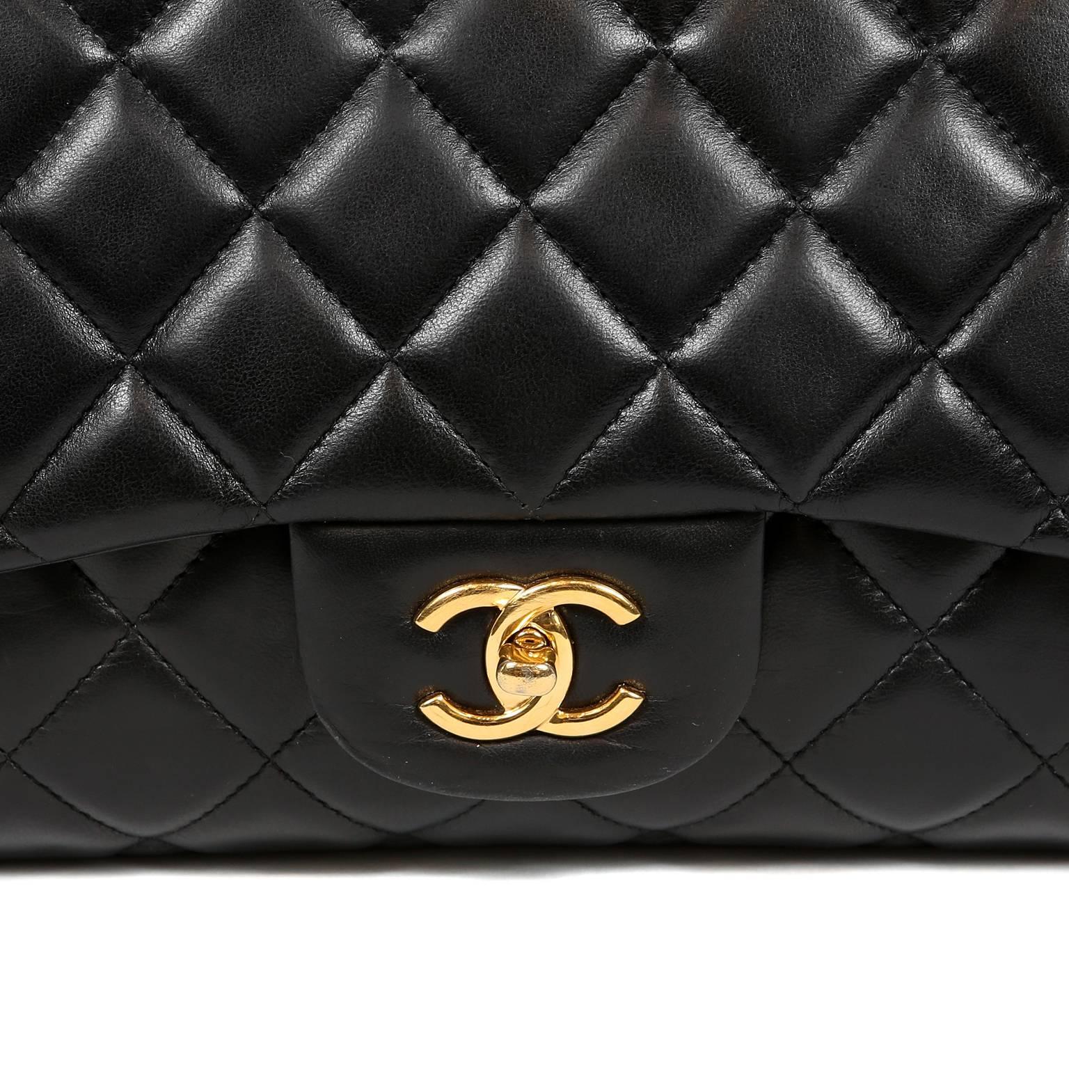 Chanel Black Lambskin Classic Maxi with Gold Hardware 2