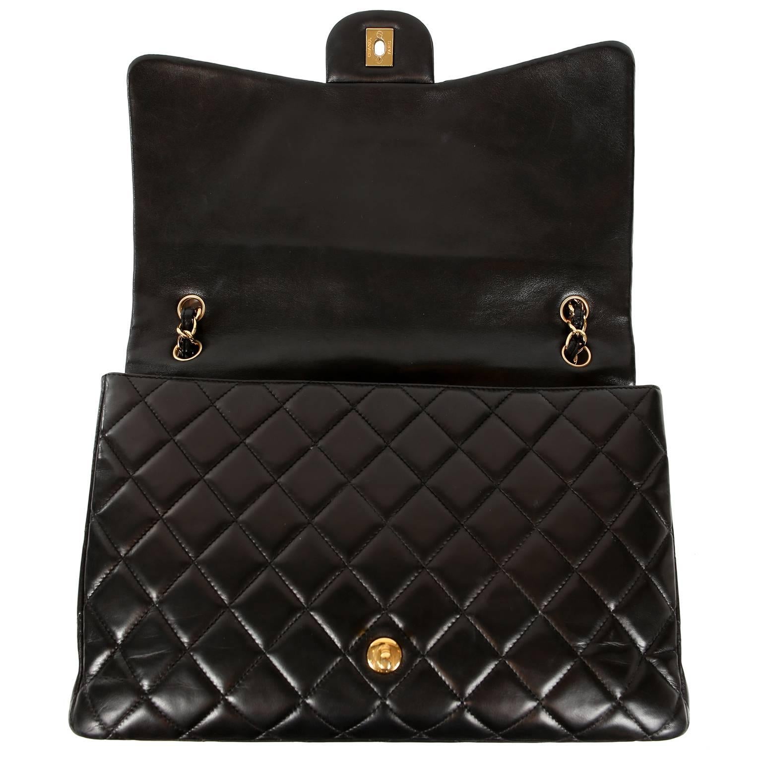 Chanel Black Lambskin Classic Maxi with Gold Hardware 4