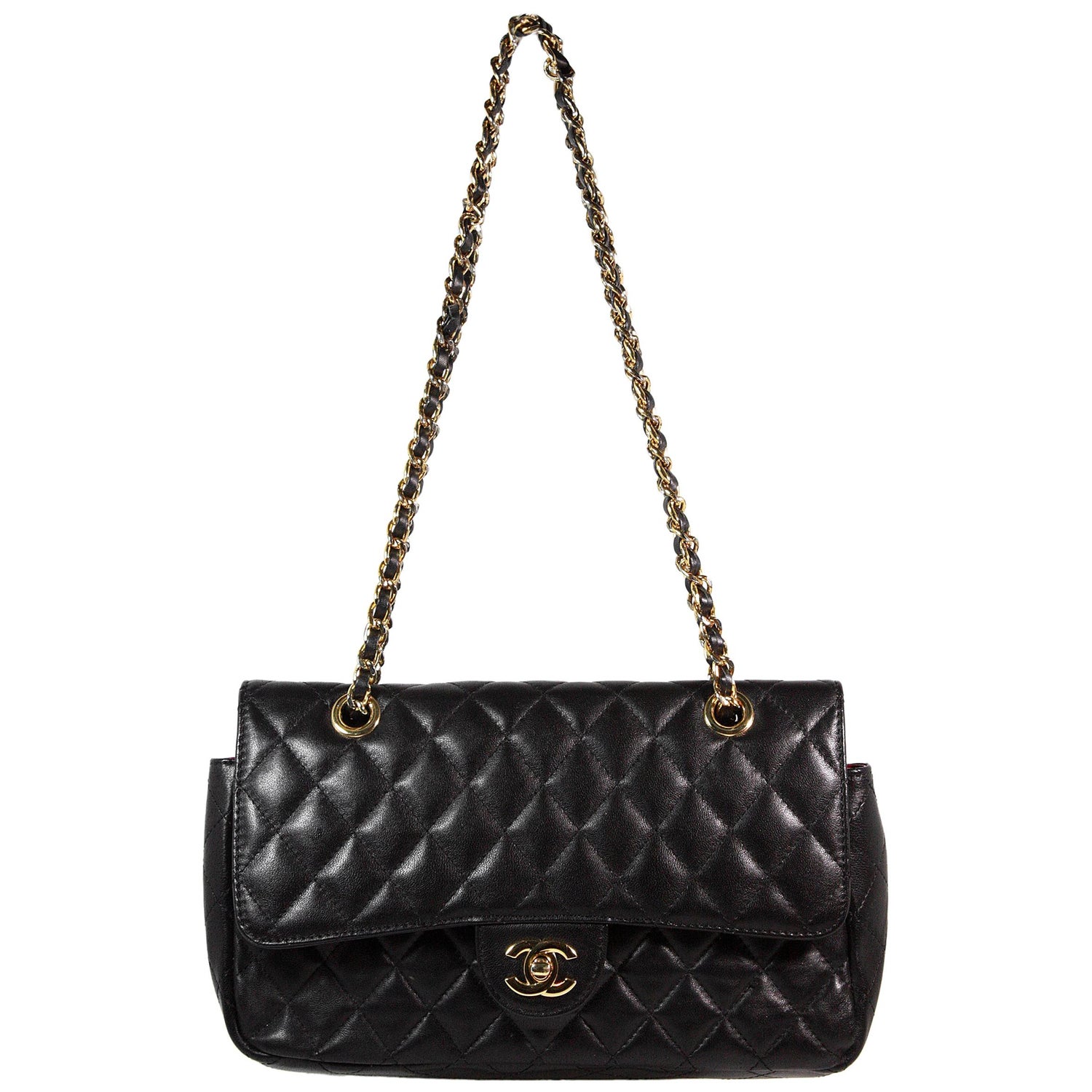 Chanel Black Lambskin Classic Quilted Double Strap Bag For Sale at 1stDibs  | original chanel 10218184 price, chanel 10218184 black, chanel bag 10218184  price
