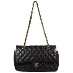 Chanel Black Lambskin Classic Quilted Double Strap Bag
