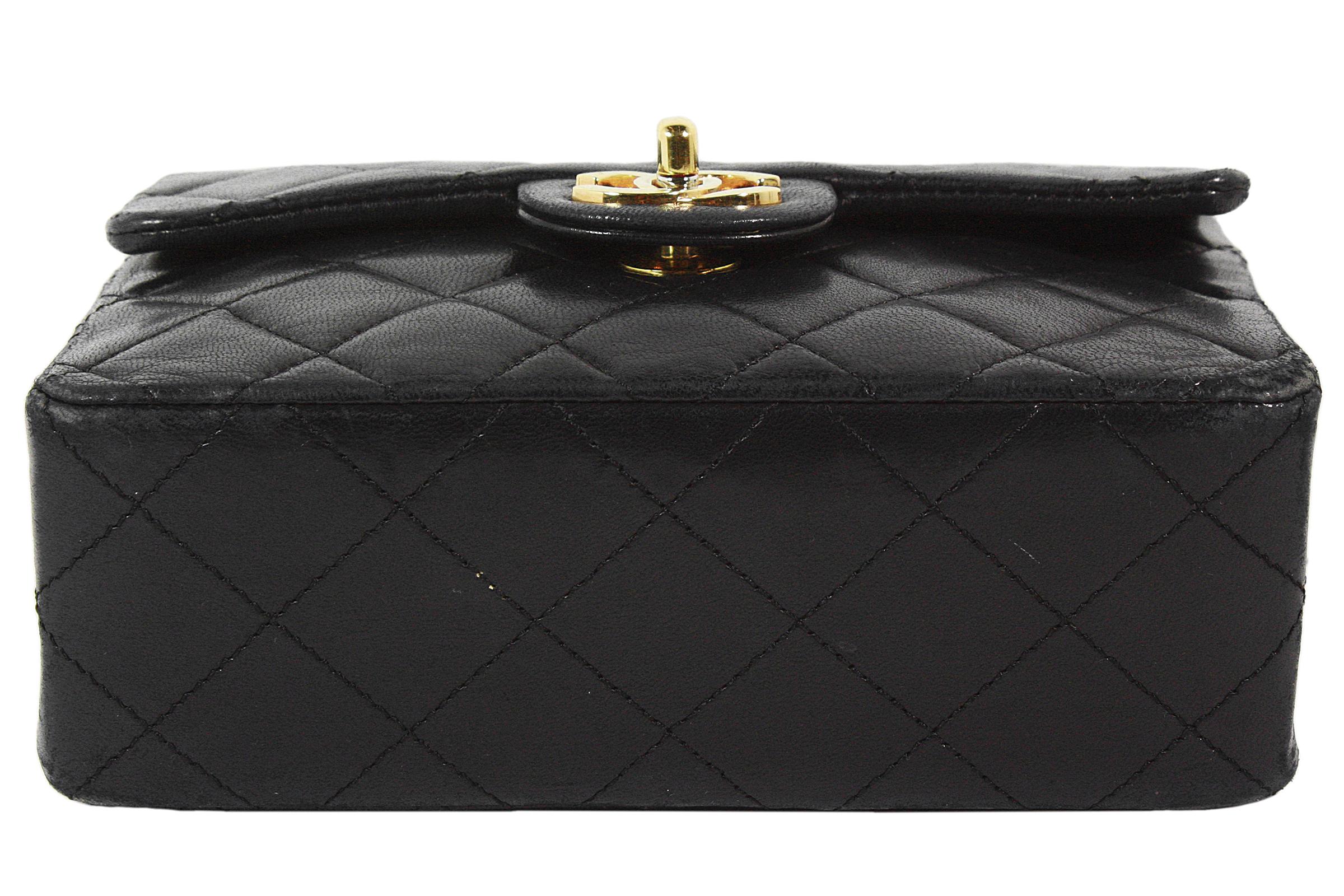 Chanel Black Lambskin Classic Quilted Mini Crossbody Bag 3