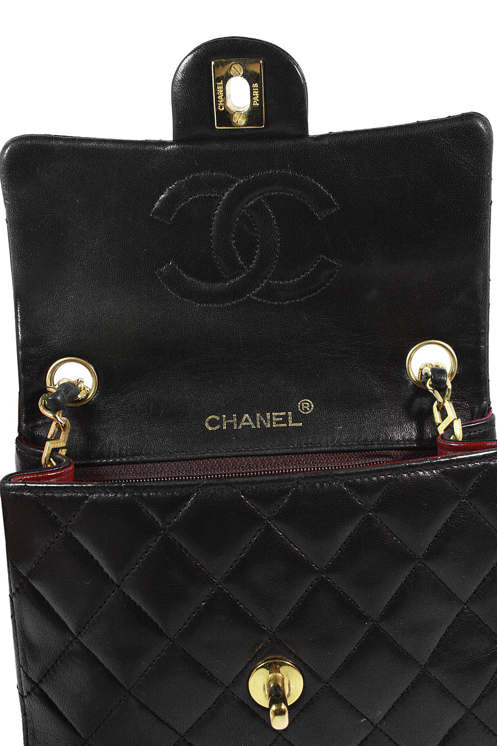 Chanel Black Lambskin Classic Quilted Mini Crossbody Bag 4