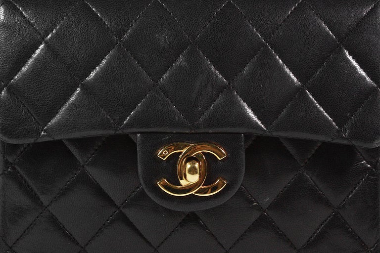 Chanel Black Lambskin Classic Quilted Mini Crossbody Bag
