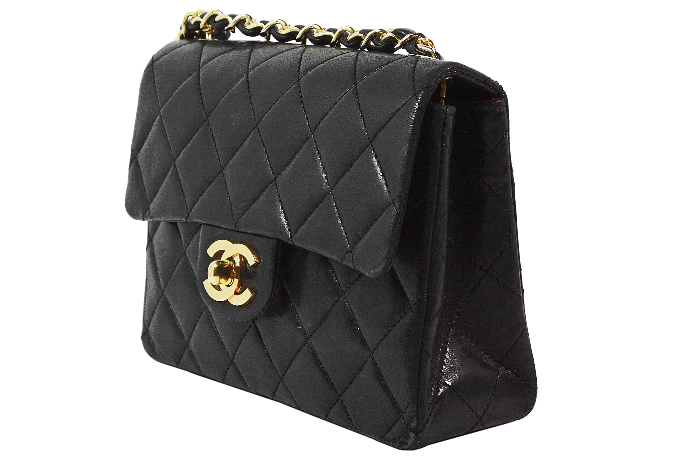 Women's Chanel Black Lambskin Classic Quilted Mini Crossbody Bag