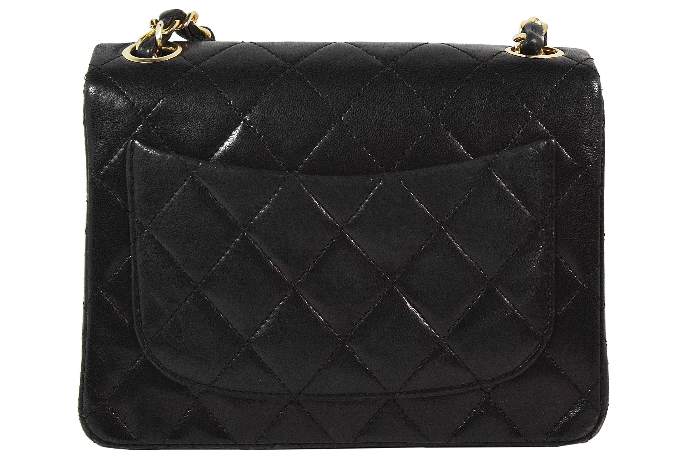 Chanel Black Lambskin Classic Quilted Mini Crossbody Bag 1