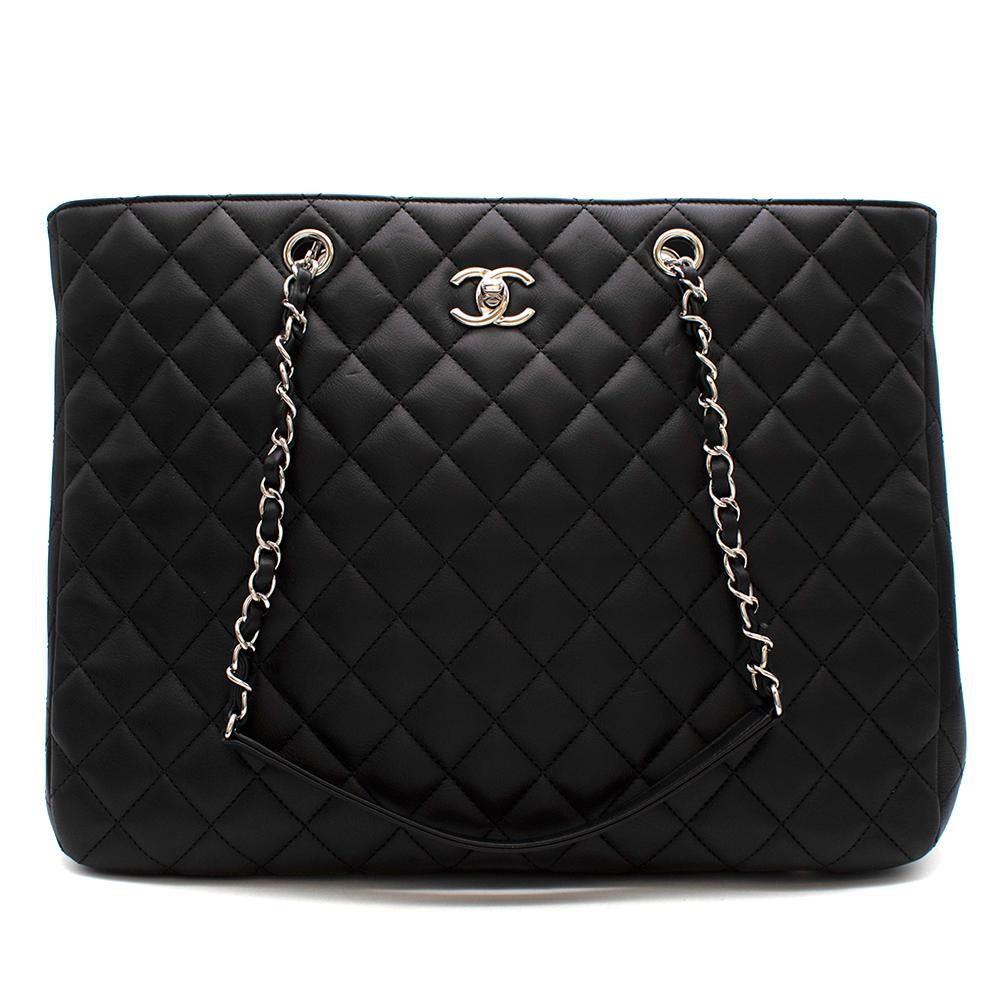 Chanel Black Lambskin Classic Shopping Tote For Sale 6