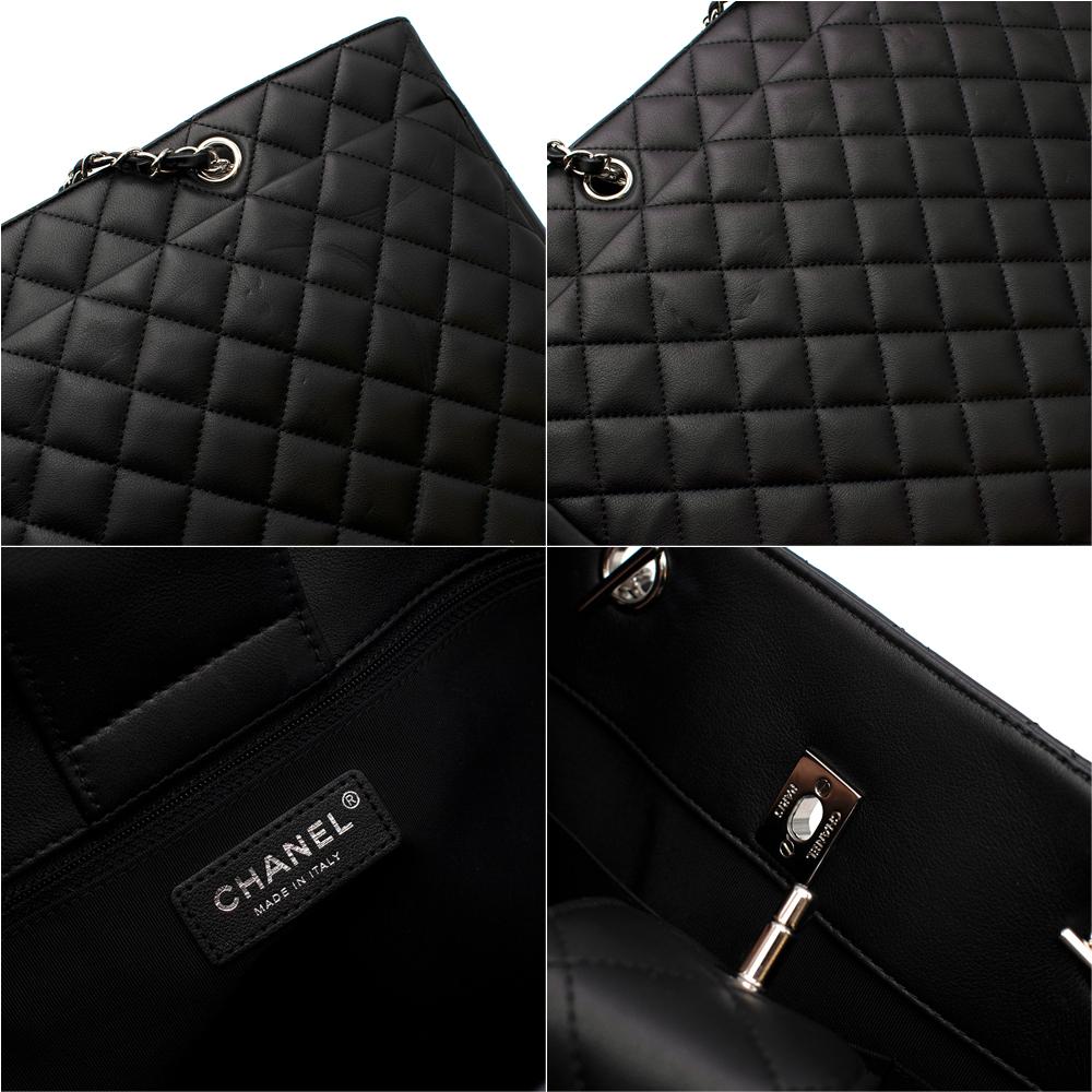 Chanel Black Lambskin Classic Shopping Tote In Excellent Condition For Sale In London, GB