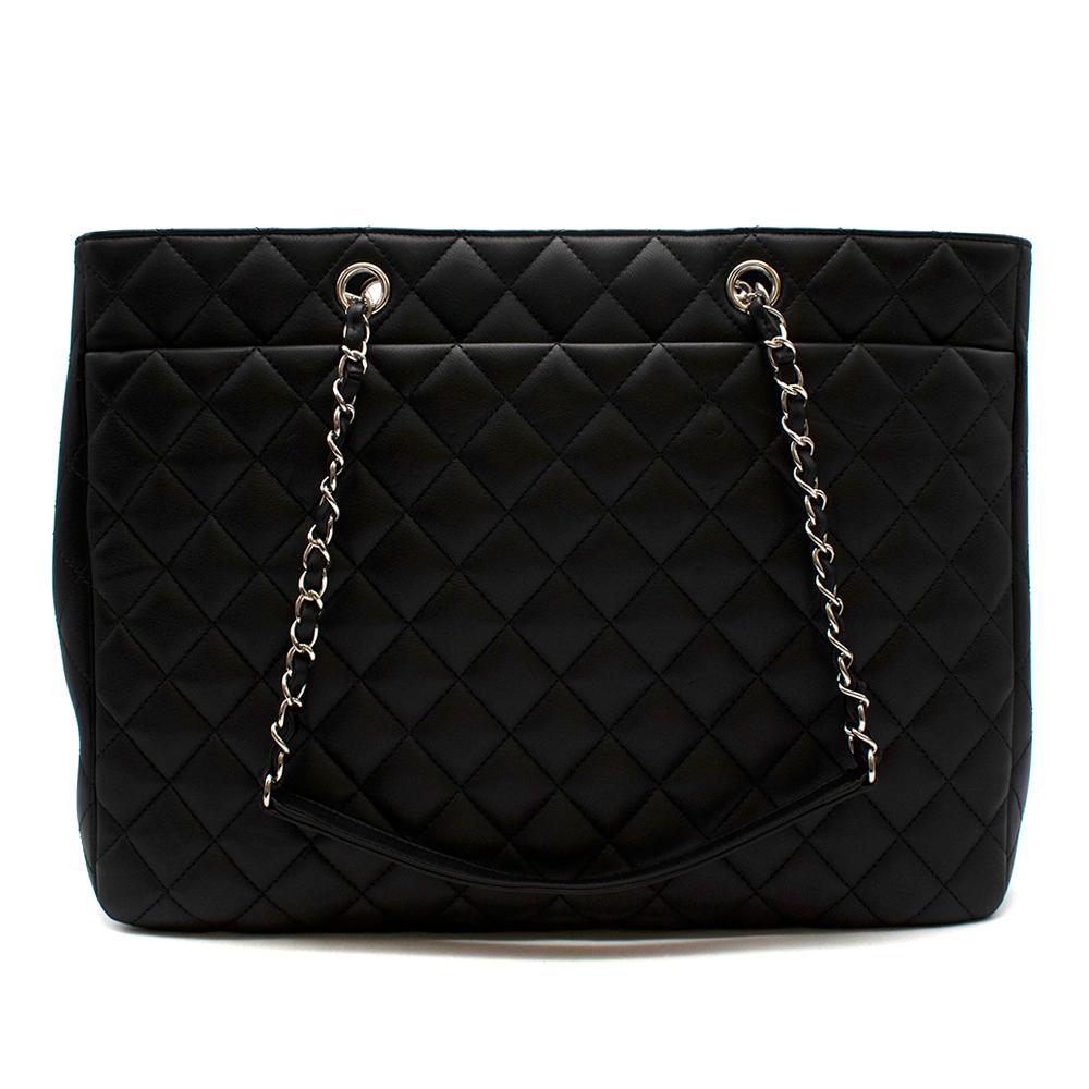 Chanel Black Lambskin Classic Shopping Tote For Sale 4