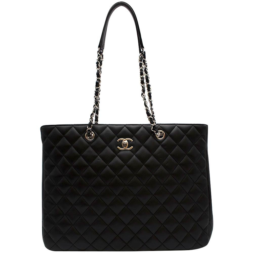 Chanel Black Lambskin Classic Shopping Tote For Sale