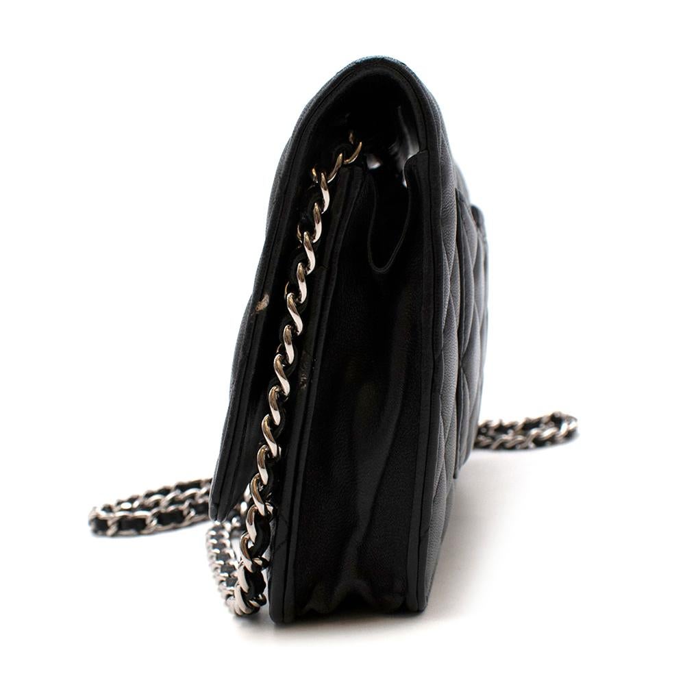 Women's or Men's Chanel Black Lambskin Classic Wallet on Chain