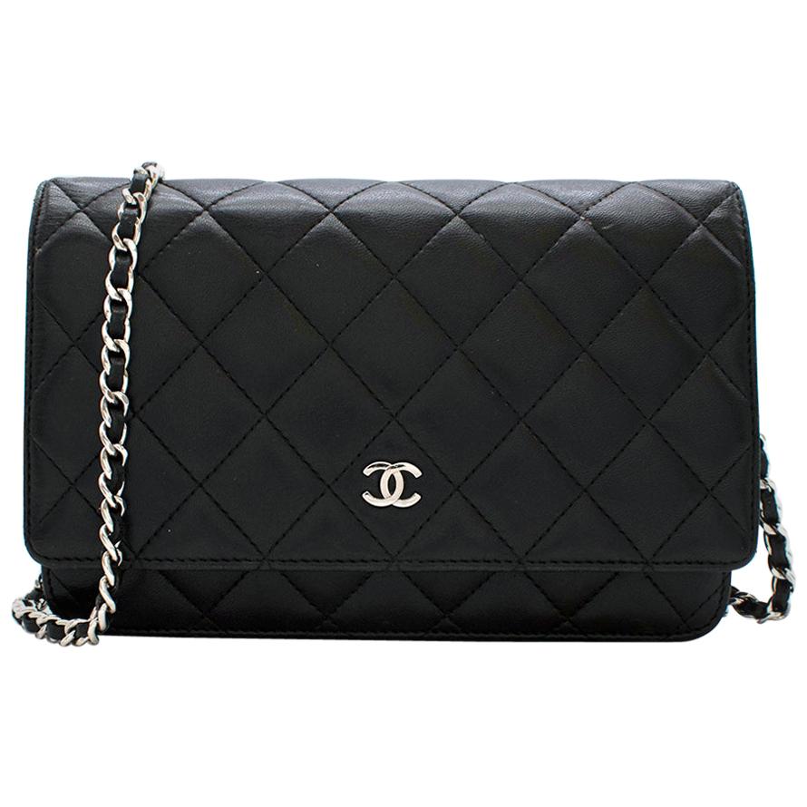 Chanel Black Lambskin Classic Wallet on Chain