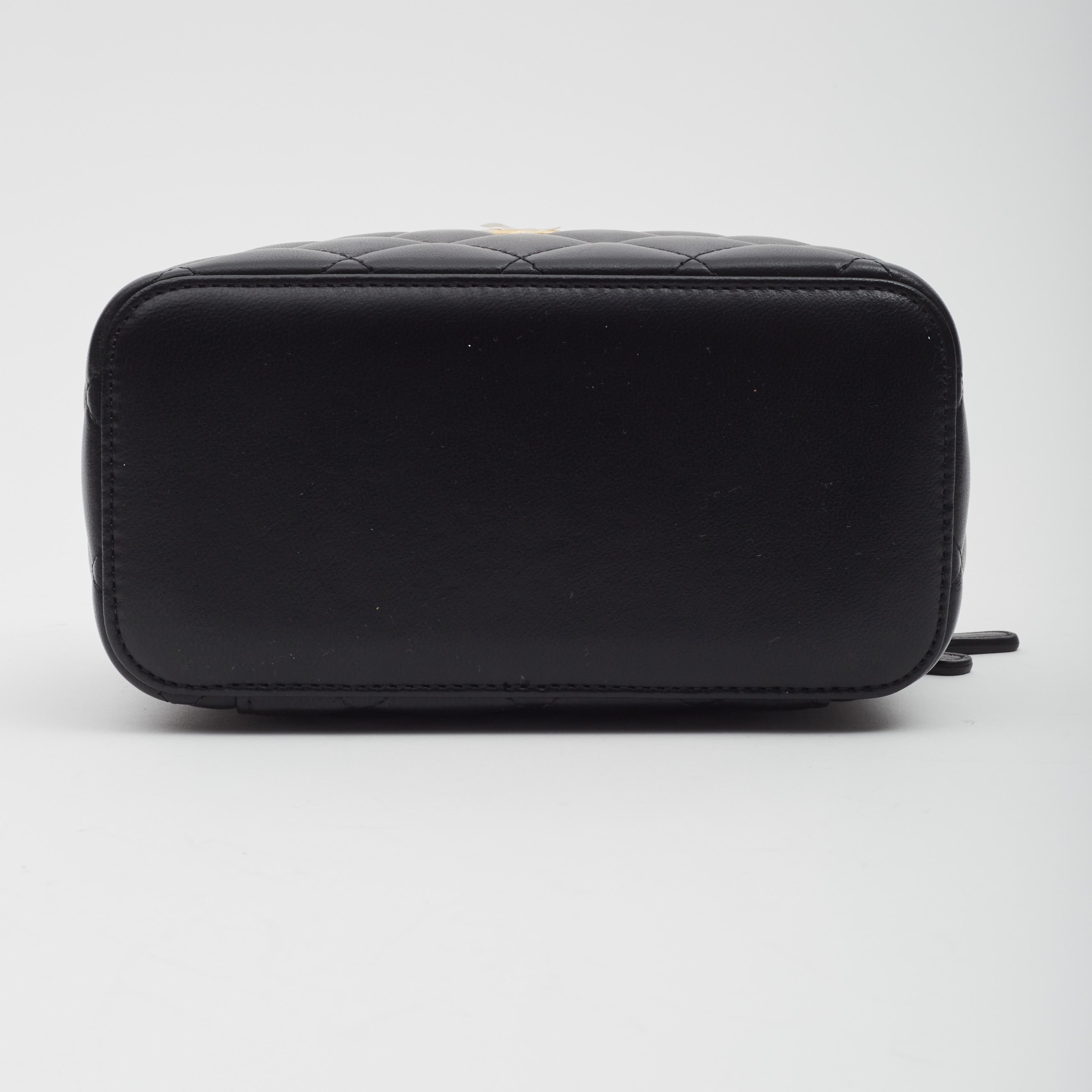 Coco Perlen Crush Waschtischtasche aus schwarzem Lammfell (2022) von Chanel im Zustand „Hervorragend“ im Angebot in Montreal, Quebec
