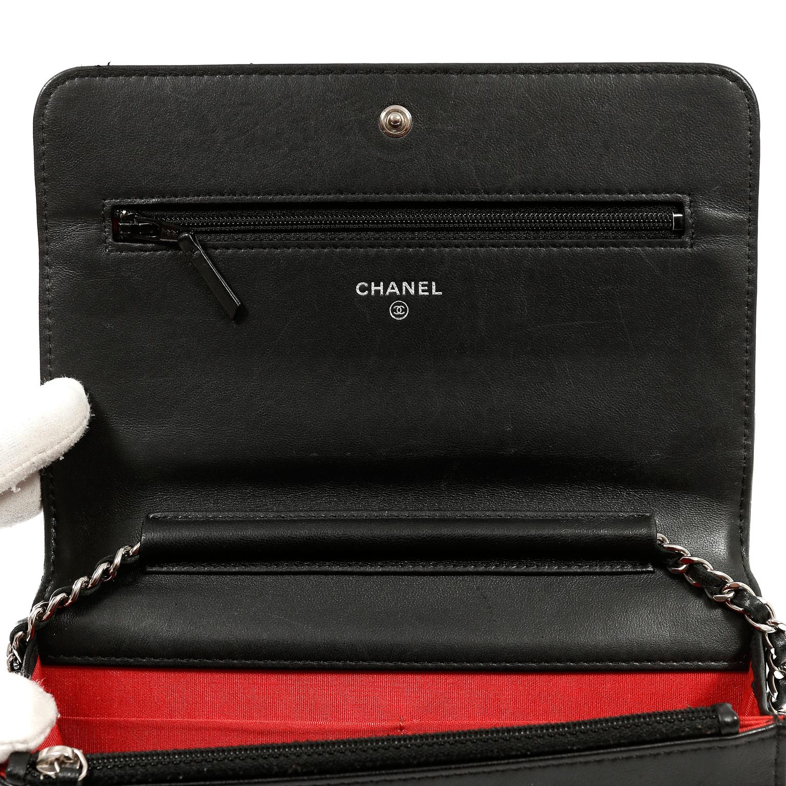 Chanel Black Lambskin Data Center Wallet on a Chain 1