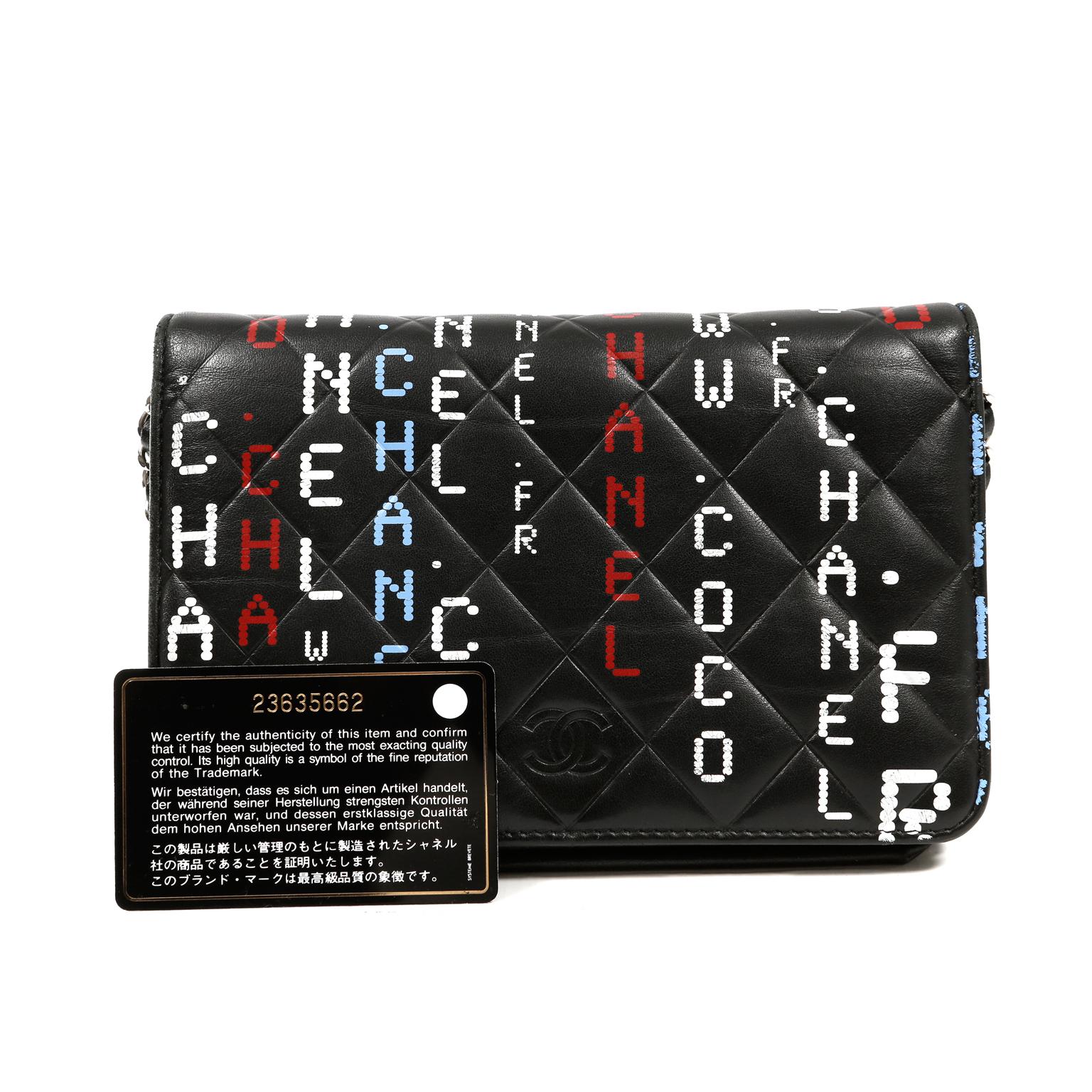 Chanel Black Lambskin Data Center Wallet on a Chain 2