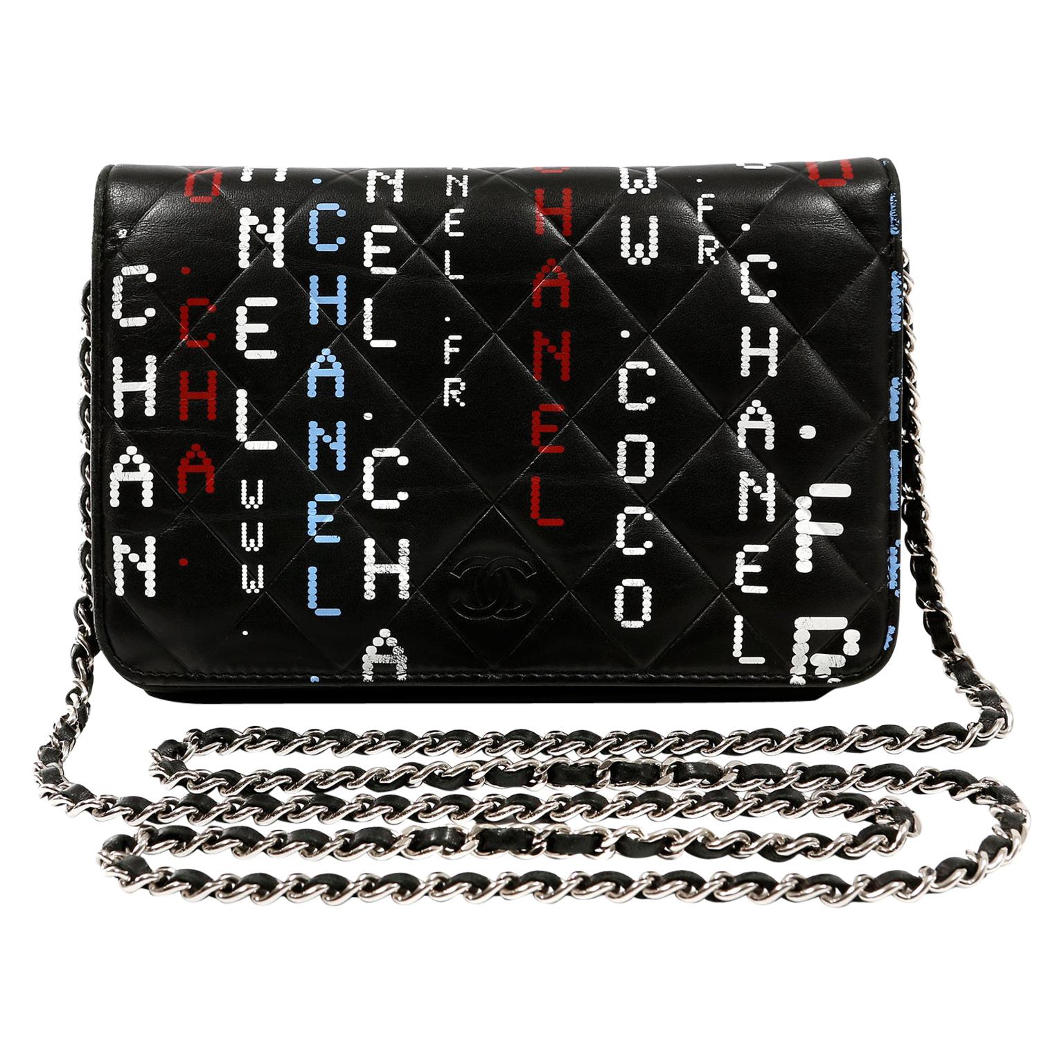 Chanel Black Lambskin Data Center Wallet on a Chain