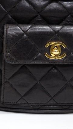 Chanel Black Lambskin Diamond-Quilted 90's Backpack