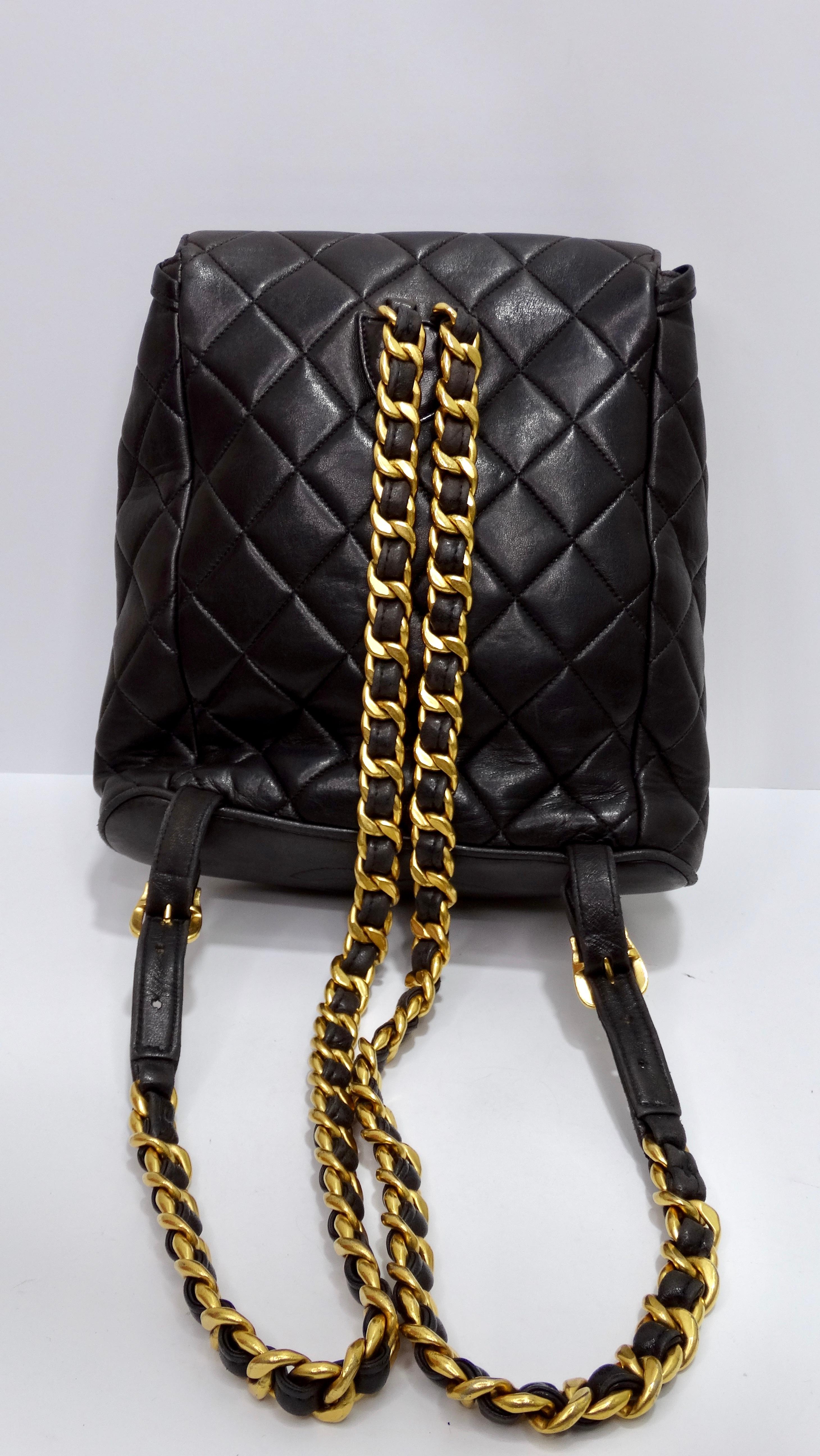 Chanel Black Lambskin Diamond-Quilted 90's Backpack For Sale at 1stDibs ...