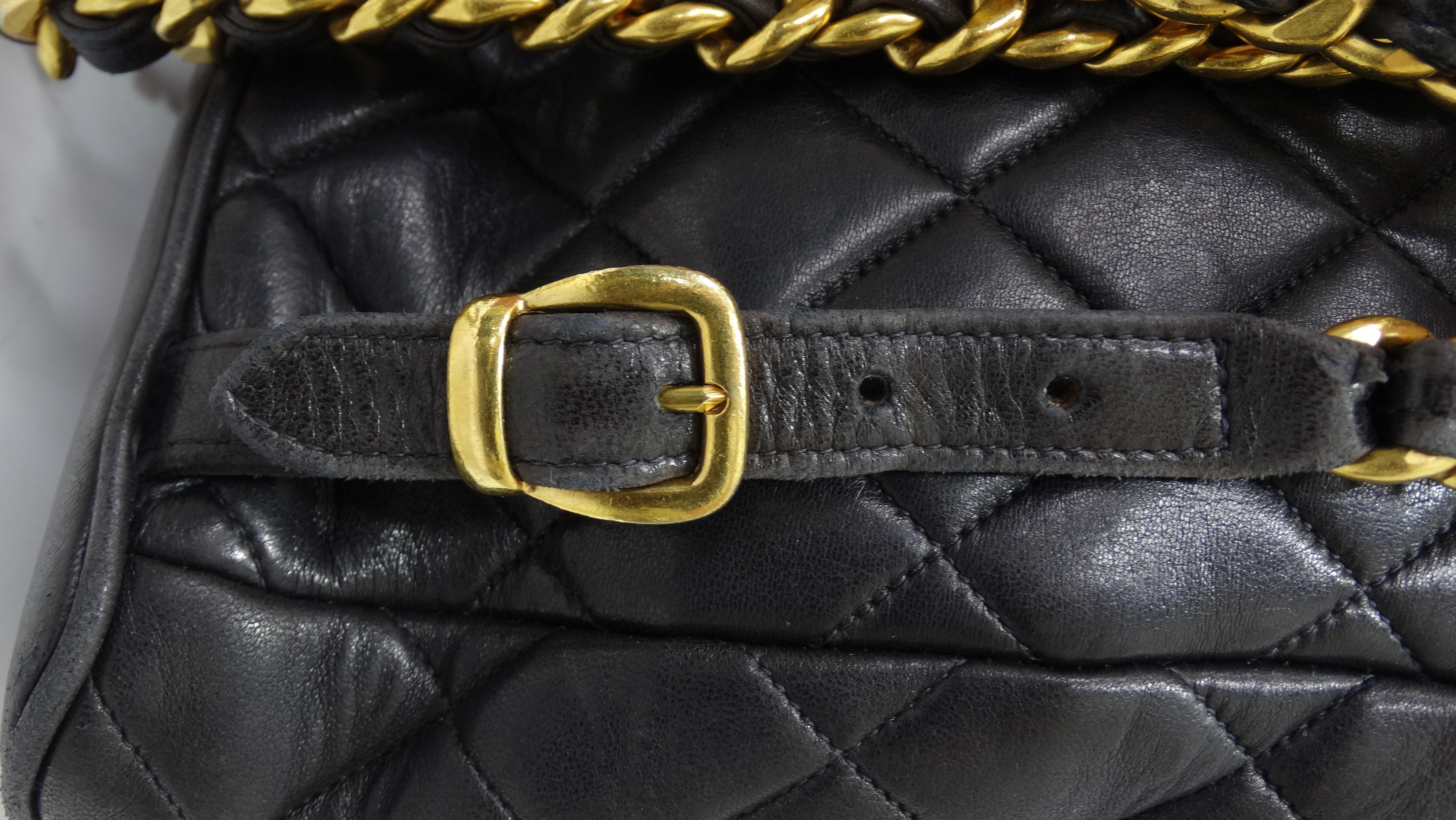 Chanel Black Lambskin Diamond-Quilted 90's Backpack In Excellent Condition In Scottsdale, AZ
