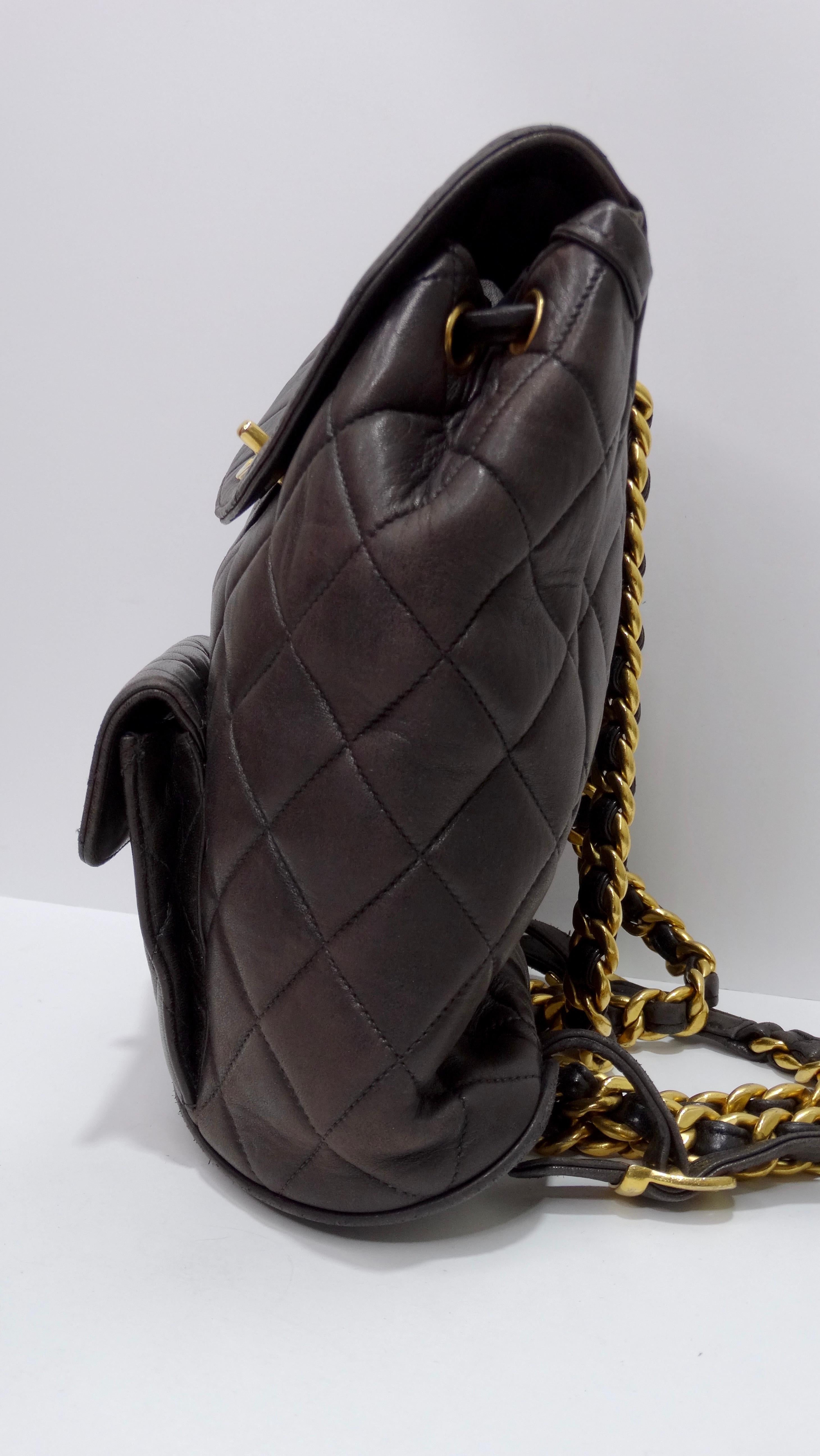 Women's Chanel Black Lambskin Diamond-Quilted 90's Backpack