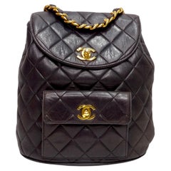 Chanel Black Lambskin Diamond-Quilted 90''s Backpack