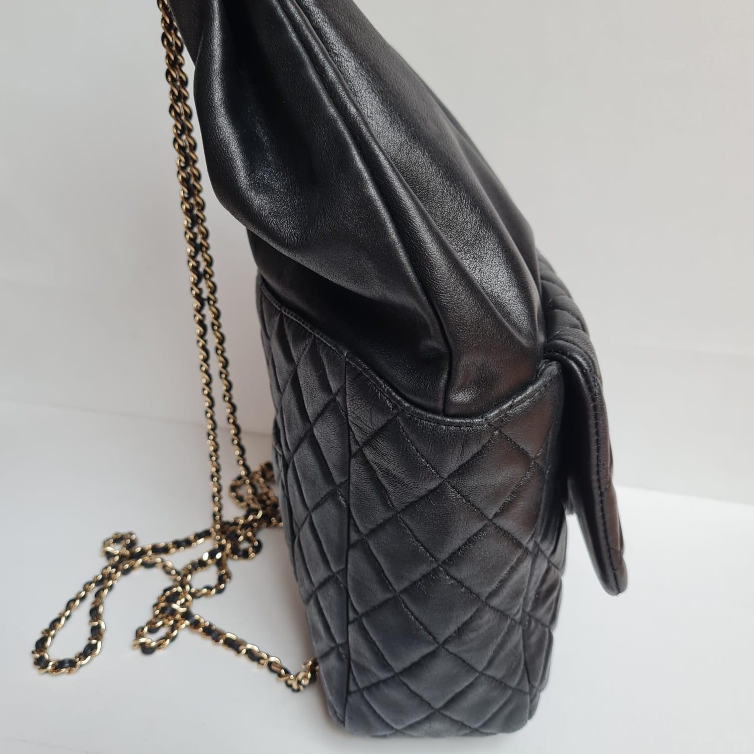 Chanel Black Lambskin Drawstring Backpack 1