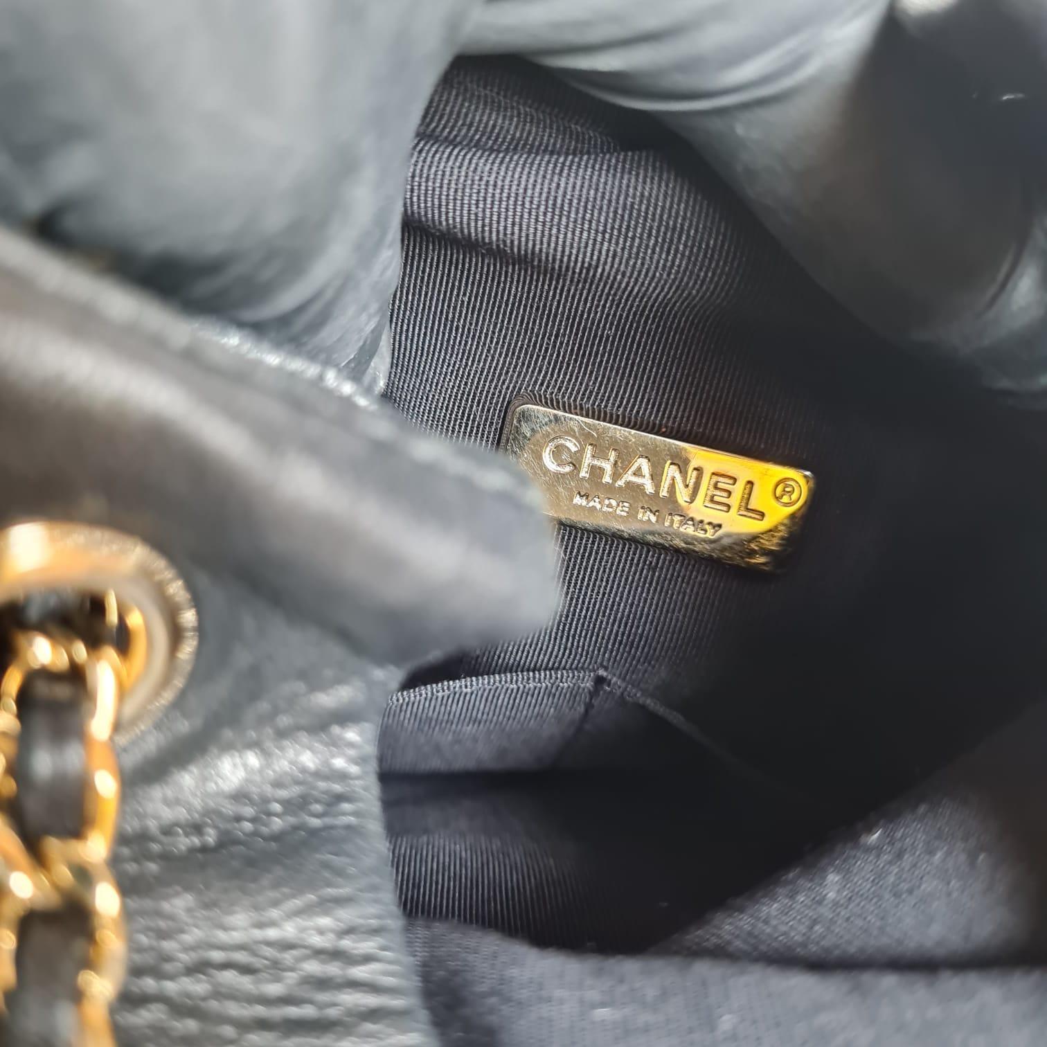 Chanel Black Lambskin Drawstring Backpack For Sale 3
