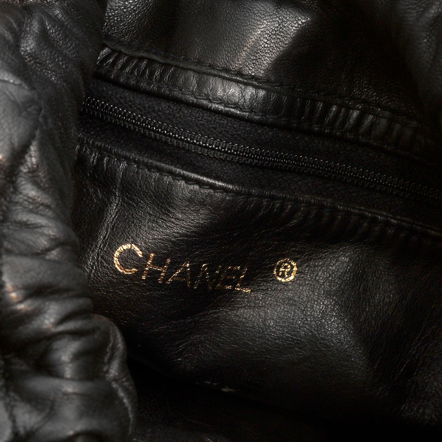 Chanel Black Lambskin Drawstring Crossbody Bag 1
