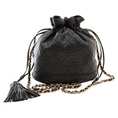 Chanel Black Lambskin Drawstring Crossbody Bag