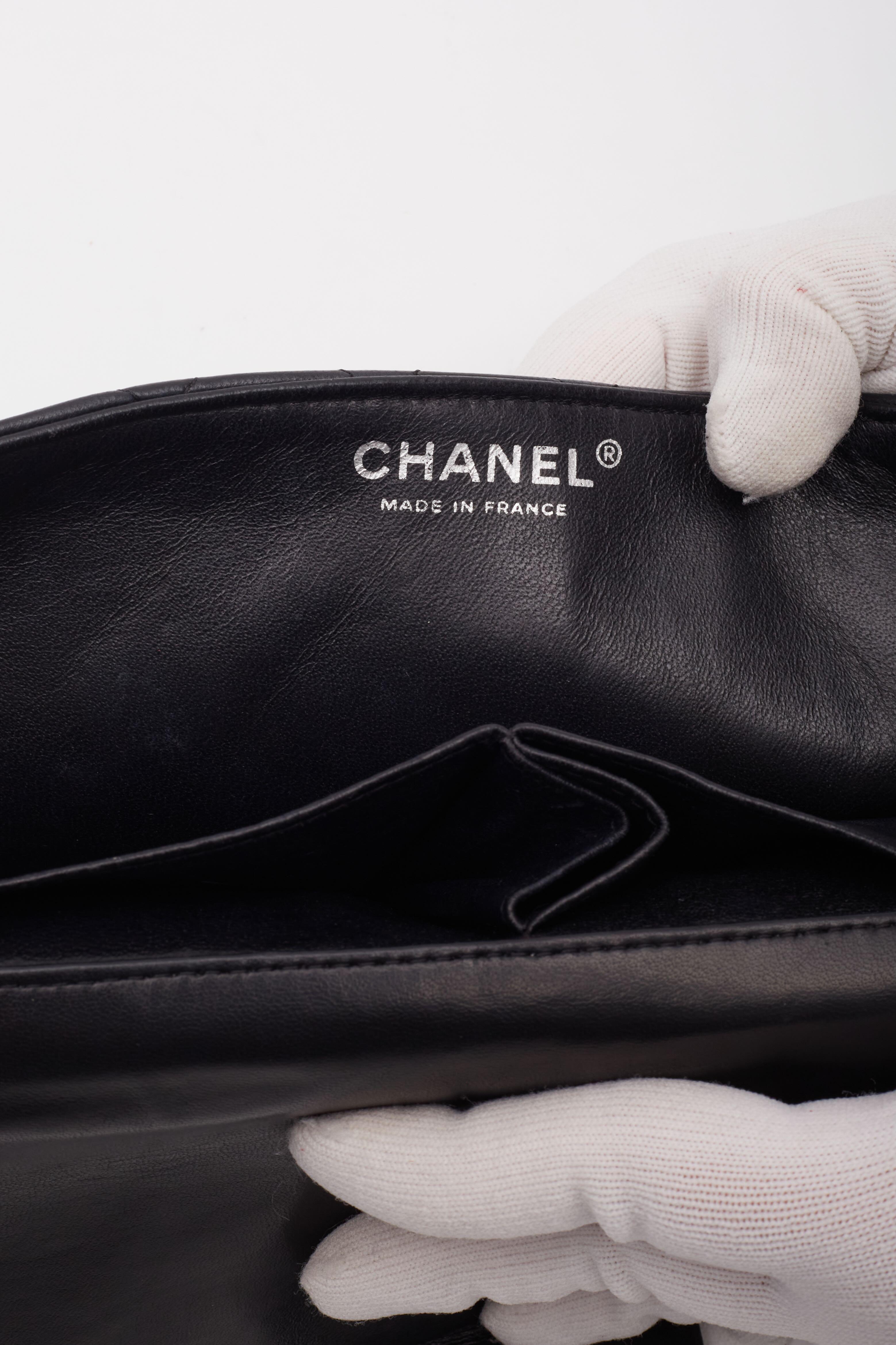 Chanel Black Lambskin East West Baguette Bag Gold Hardware For Sale 8