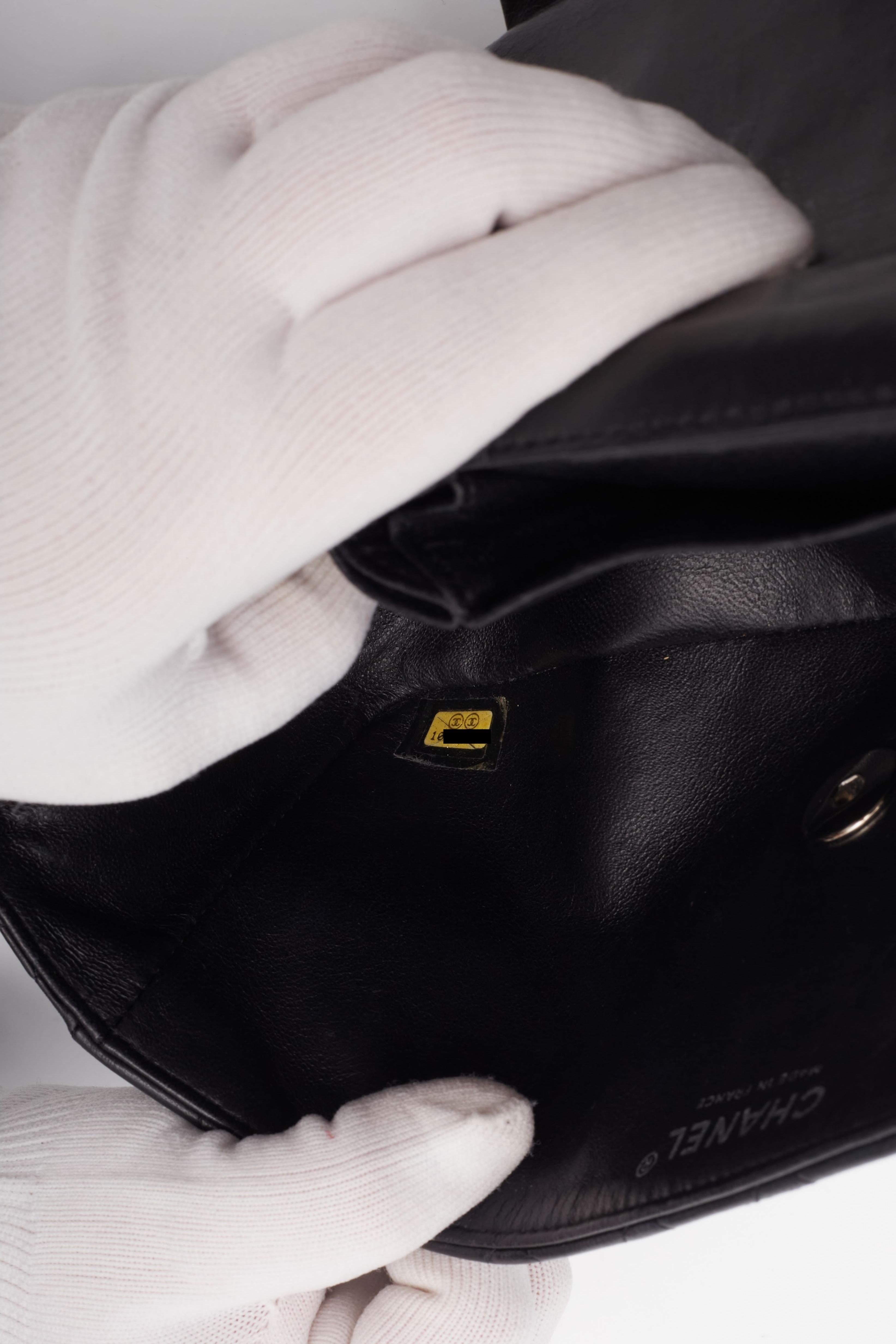 Chanel Black Lambskin East West Baguette Bag Gold Hardware For Sale 9