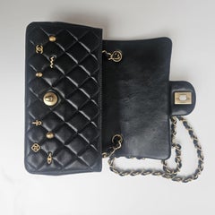 Chanel Black Lambskin Egypt Amulet Mini Classic Flap Bag