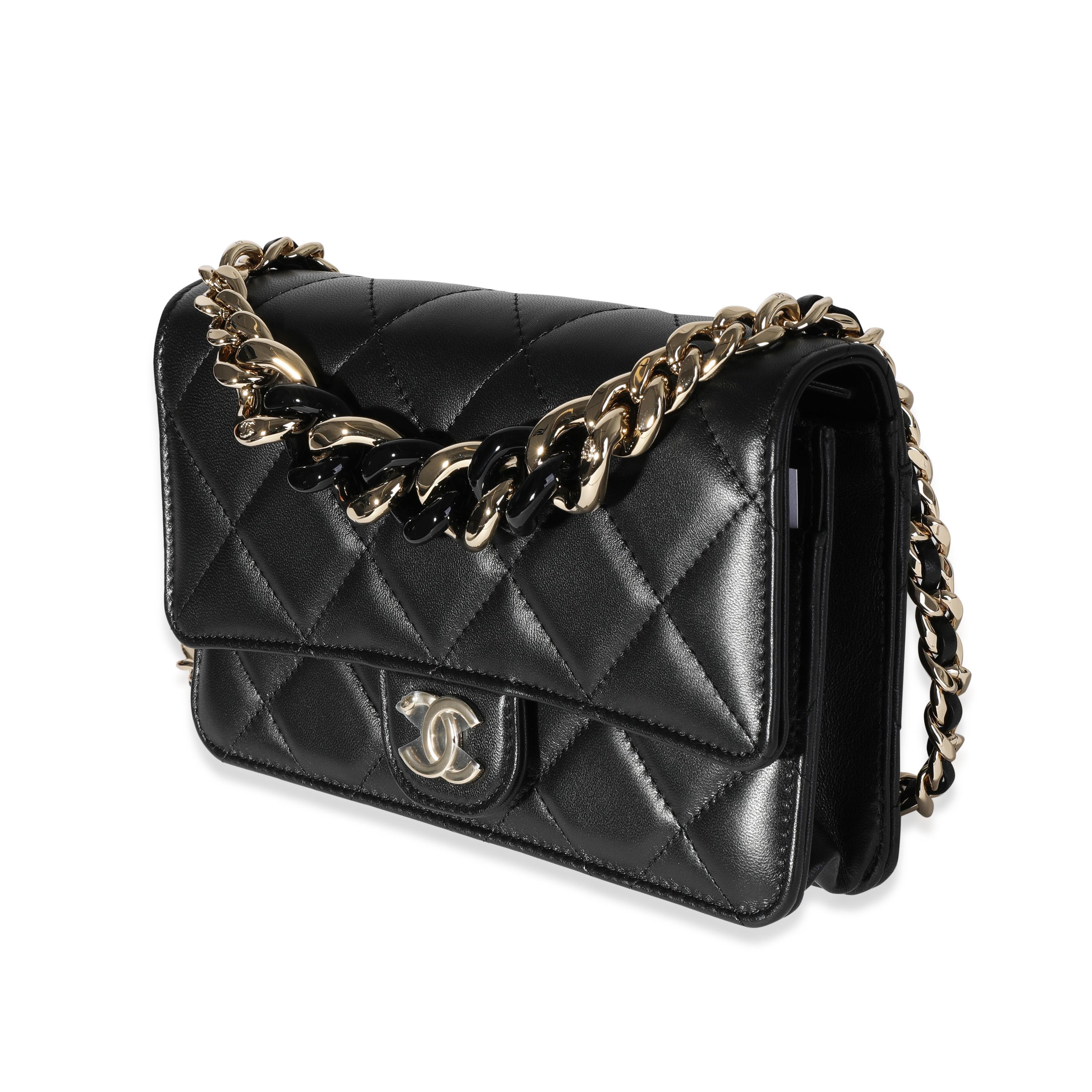 Chanel Black Lambskin Elegant Chain WOC In Excellent Condition In New York, NY