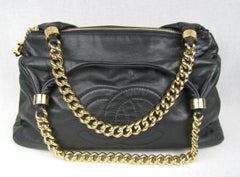 Chanel Black Lambskin Gold Chain Handbag