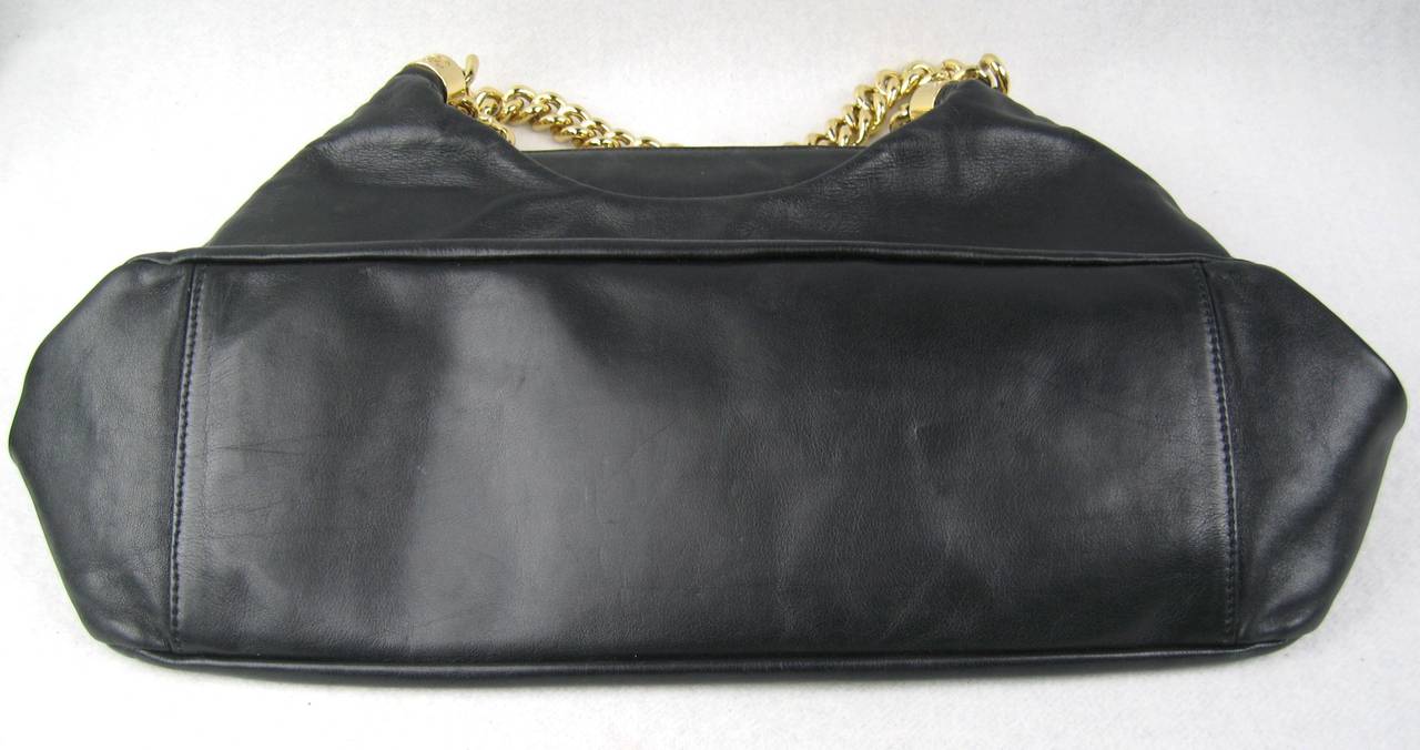 Chanel Black Lambskin Gold Chain Handbag  For Sale 4