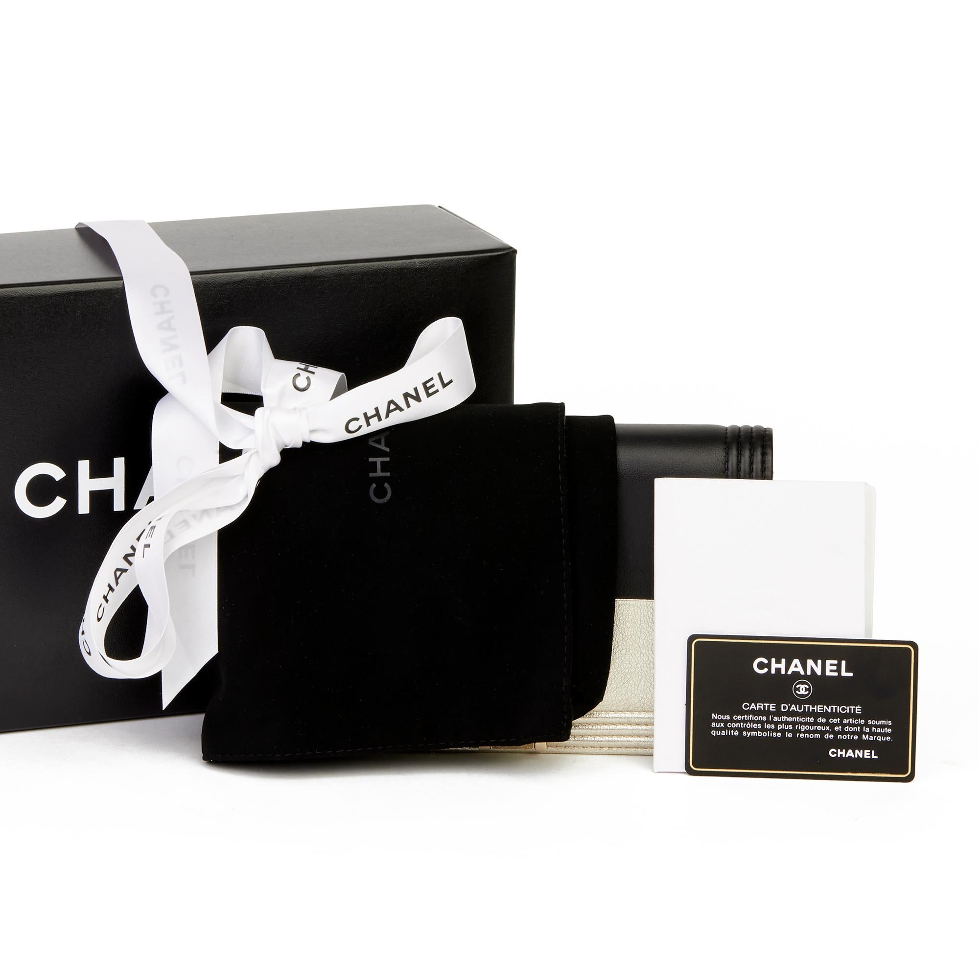 Chanel Black Lambskin & Gold Chevre Goatskin Leather Le Boy Wallet-on-Chain WOC 4