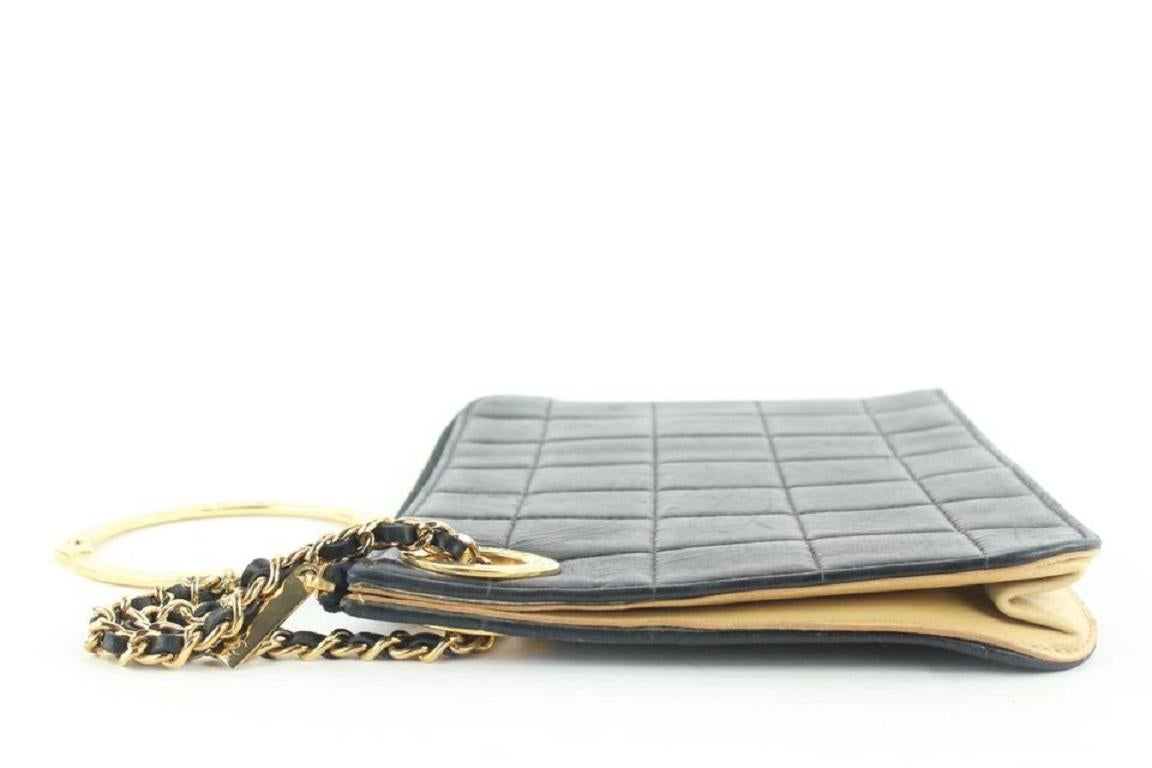 Chanel Black Lambskin Gold Handcuff Clutch Wristlet Pouch Bag 522cks38  For Sale 2