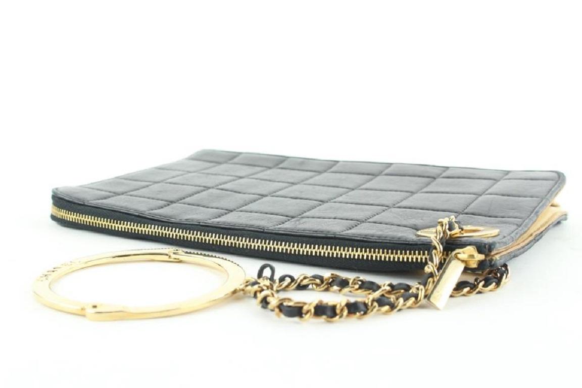 Chanel Black Lambskin Gold Handcuff Clutch Wristlet Pouch Bag 522cks38  For Sale 3