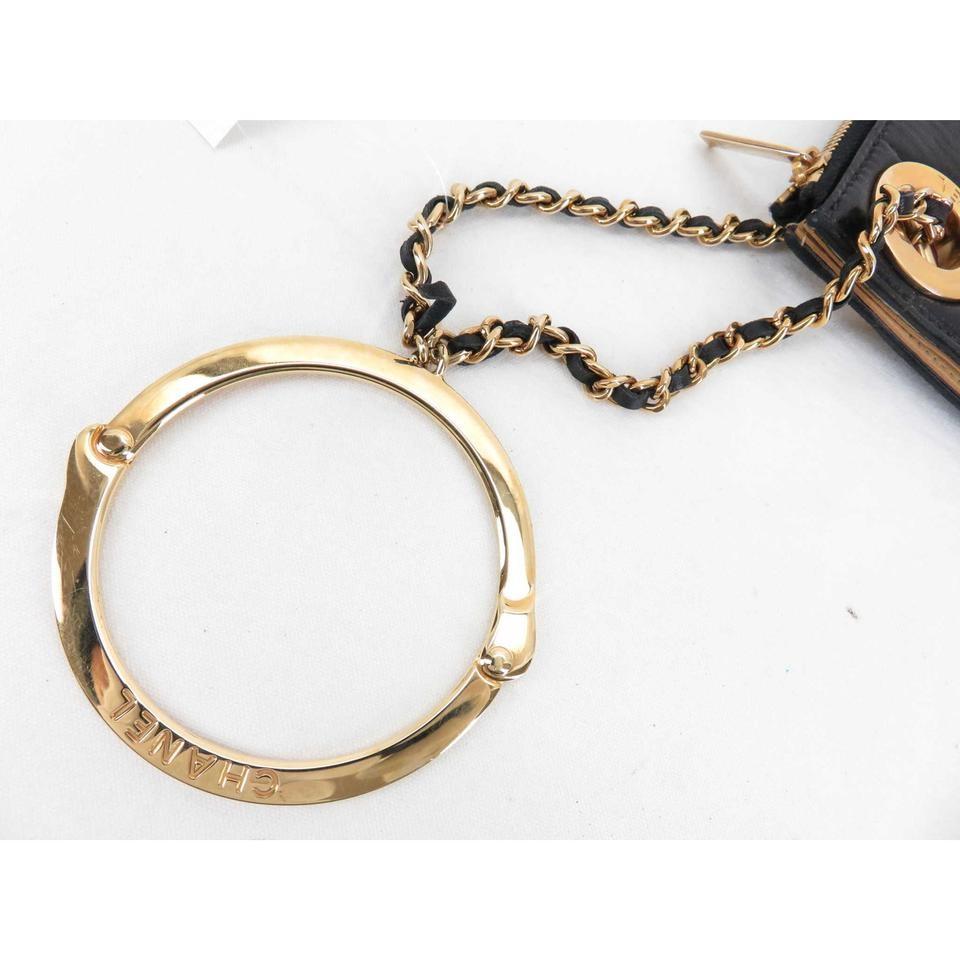 Chanel Black Lambskin Gold Handcuff Clutch Wristlet Pouch Bag 522cks38  For Sale 4