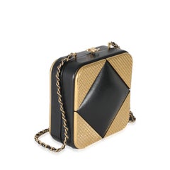 Chanel Black Lambskin Gold Metal Square CC Clutch