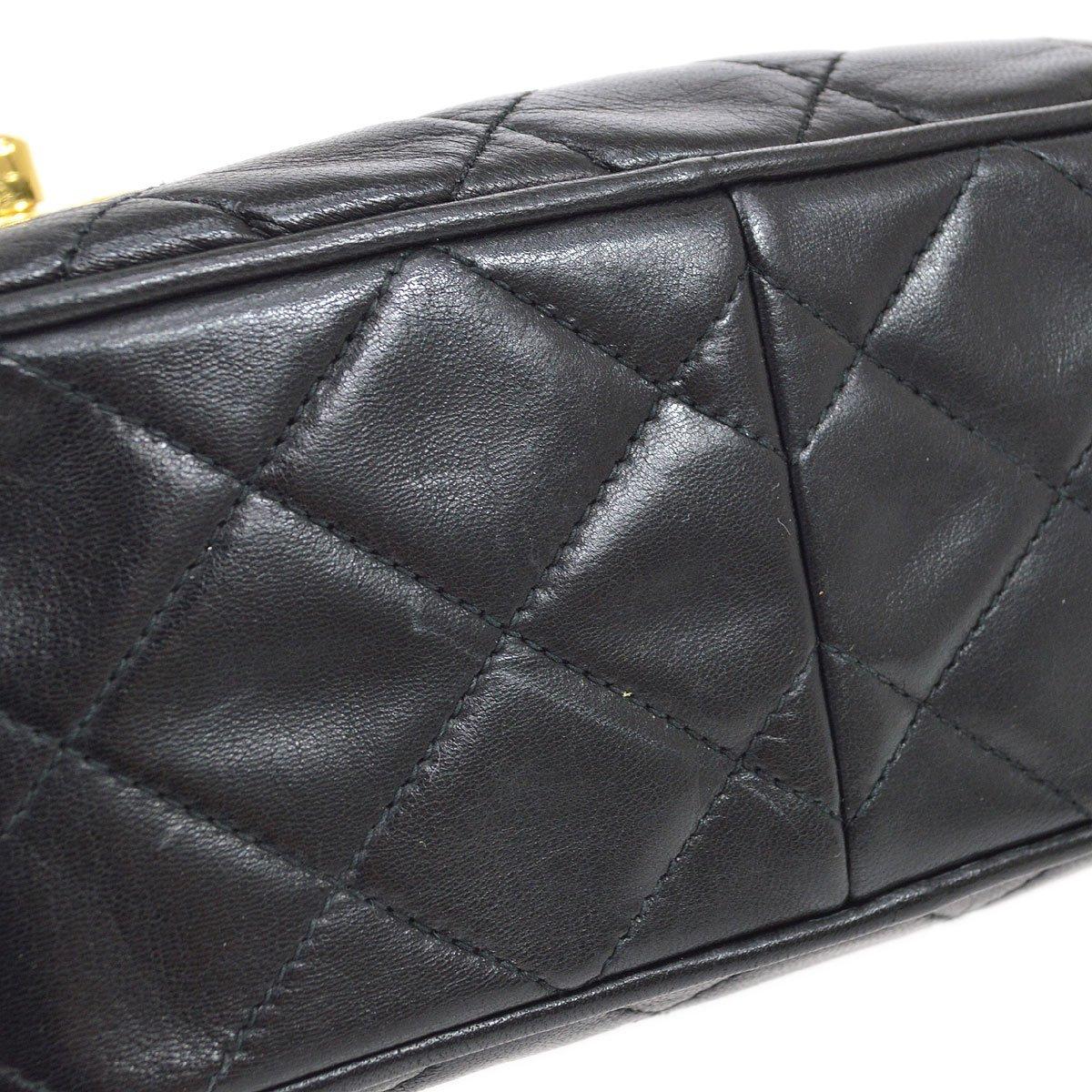 CHANEL Black Lambskin Gold Tassel Evening Small Camera Shoulder Flap Bag In Good Condition In Chicago, IL