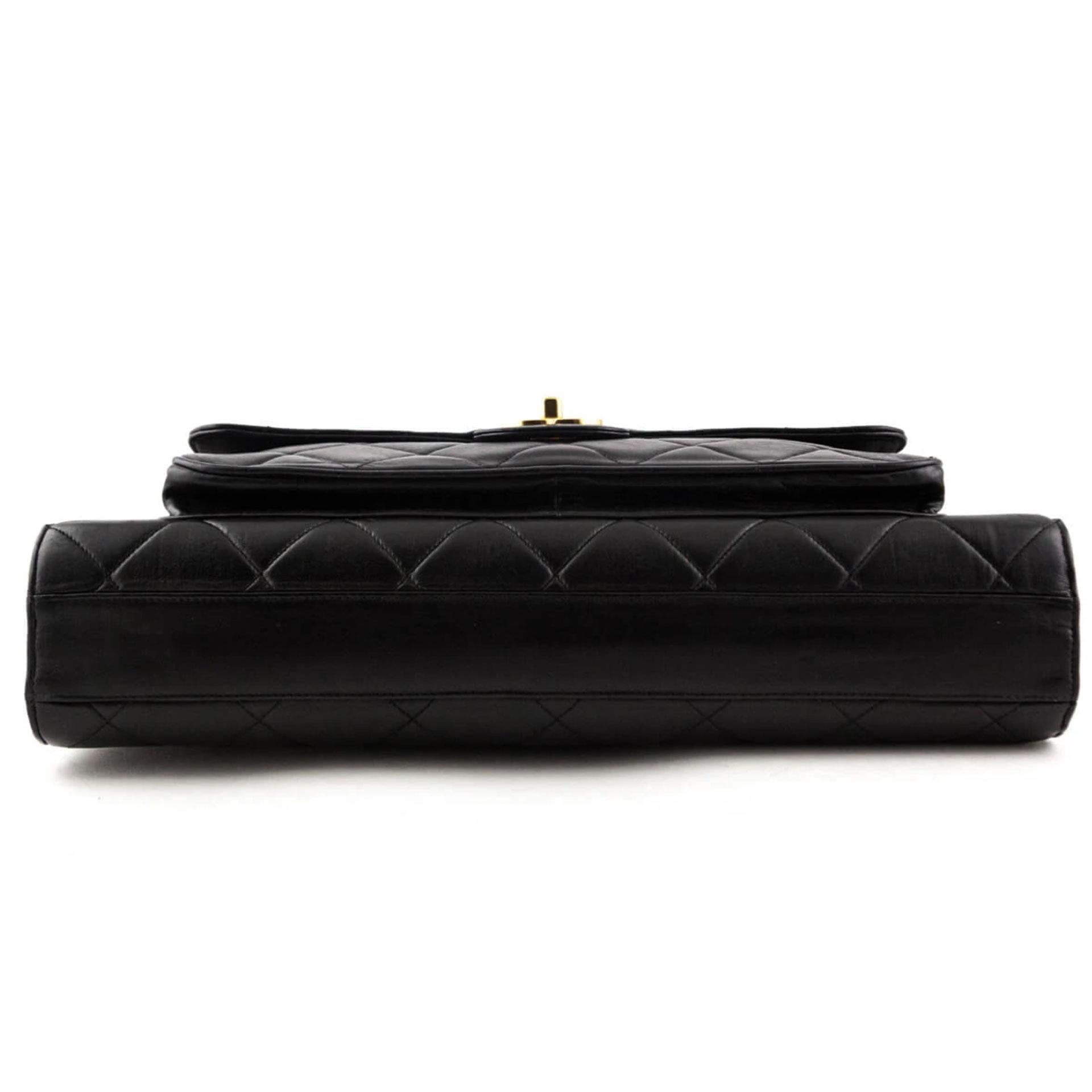 Women's or Men's Chanel Black Lambskin Gold Top Handle Business Portfolio Briefcase For Sale
