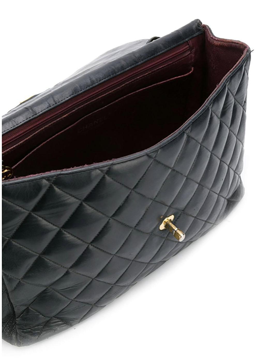 Chanel Black Lambskin Jumbo Bag In Good Condition In Paris, FR