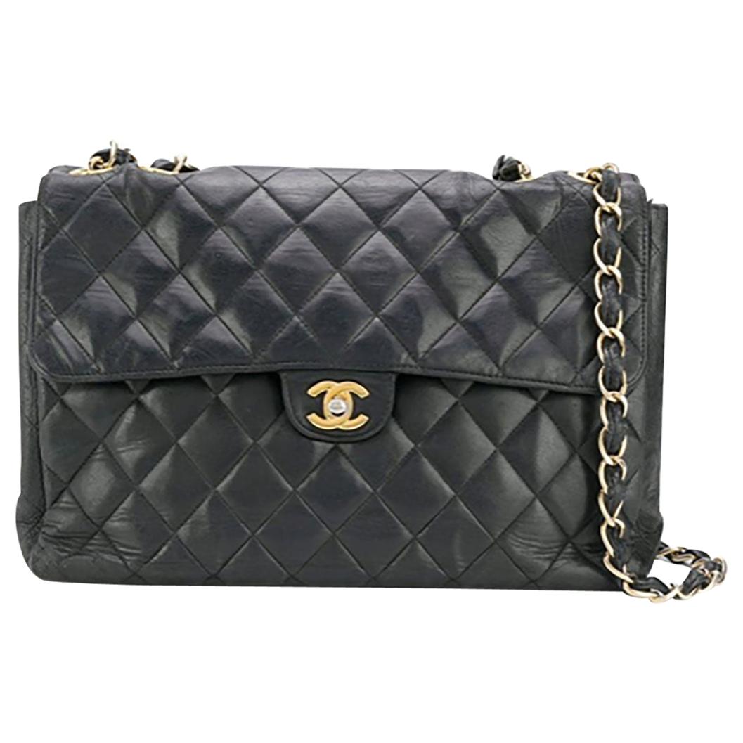 Chanel Black Lambskin Jumbo Bag