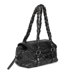 CHANEL Black Lambskin Lady Braid Flap Tote