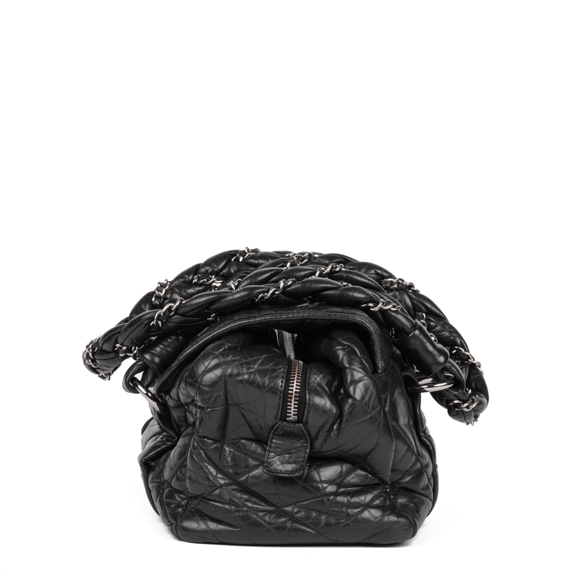 CHANEL Schwarze Lady Braid-Tasche aus Lammfell mit Klappe  im Zustand „Hervorragend“ im Angebot in Bishop's Stortford, Hertfordshire