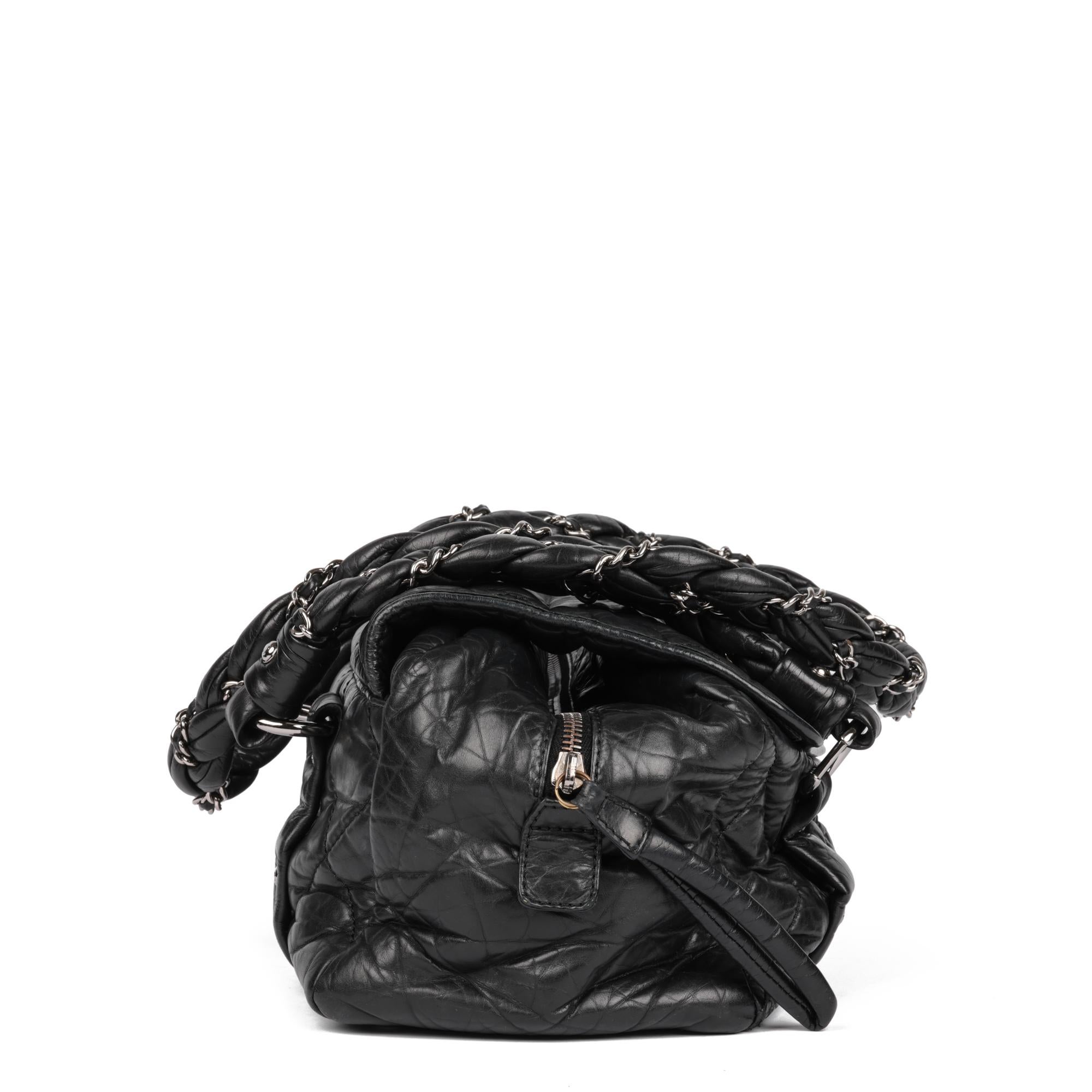 CHANEL Black Lambskin Lady Braid Flap Tote  In Excellent Condition For Sale In Bishop's Stortford, Hertfordshire