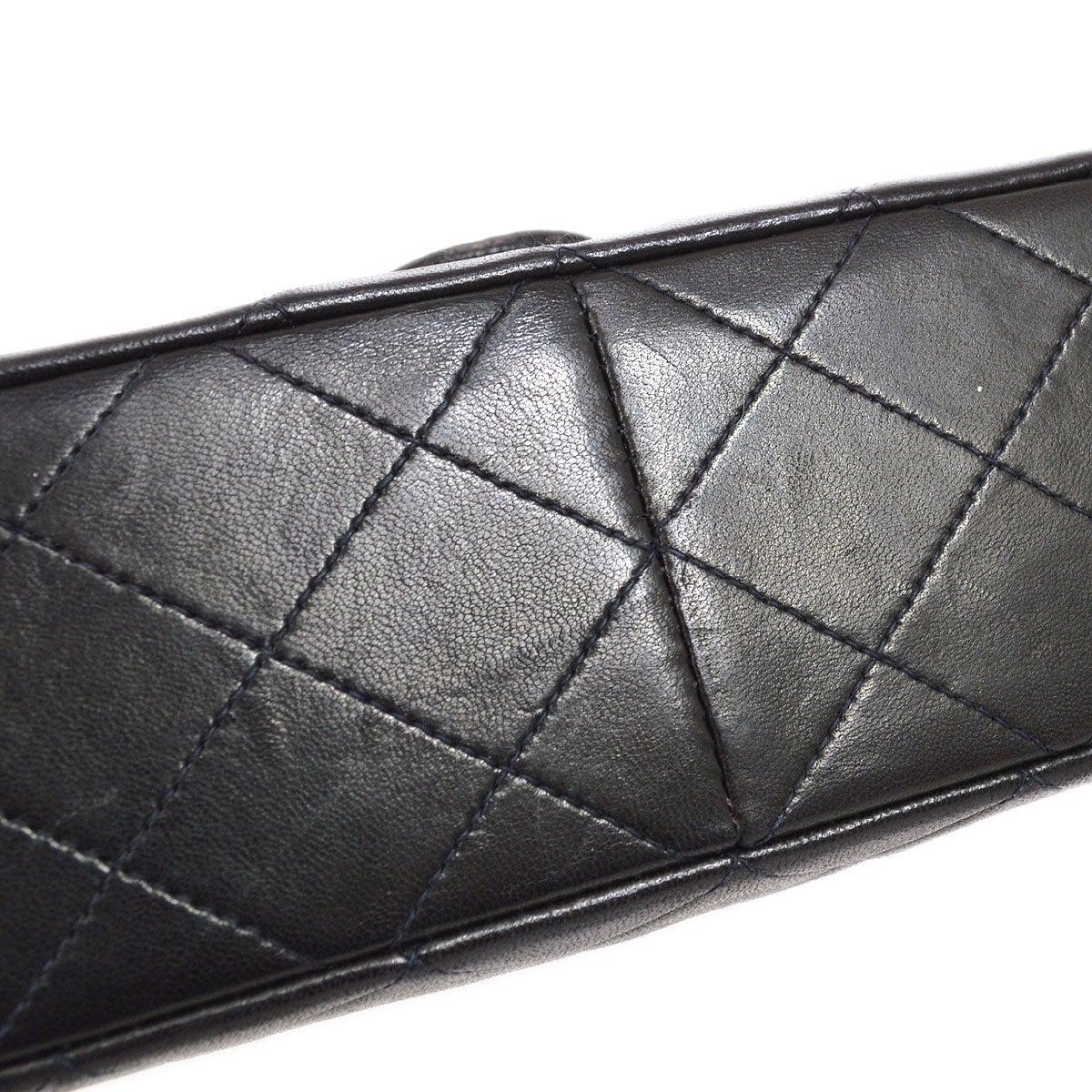 Women's CHANEL Black Lambskin Leather 24K Gold Hardware Small Evening Shoulder Flap Bag 