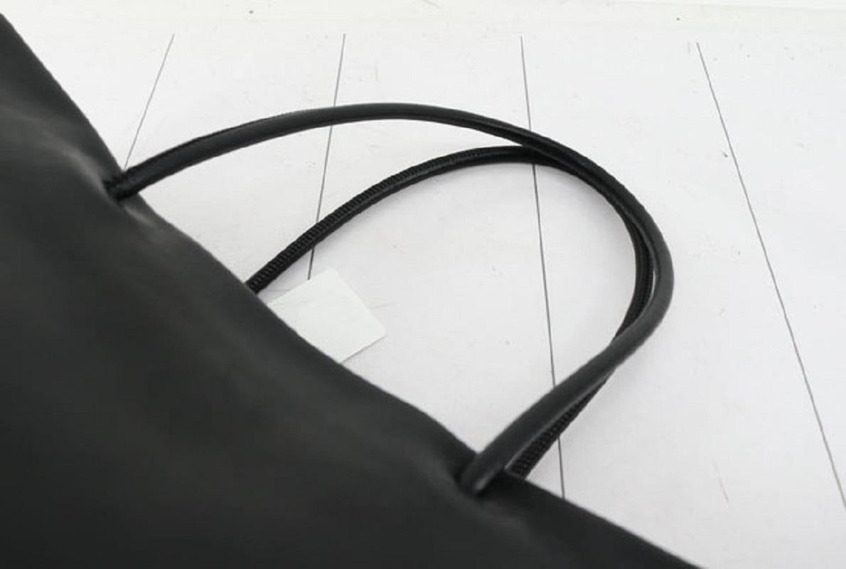 Black Lambskin leather Chanel Medium Essential Shopping tote bag with white 
