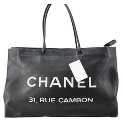 Chanel Black Lambskin Leather 31 Rue Cambon Essential Medium Shopping Tote Bag