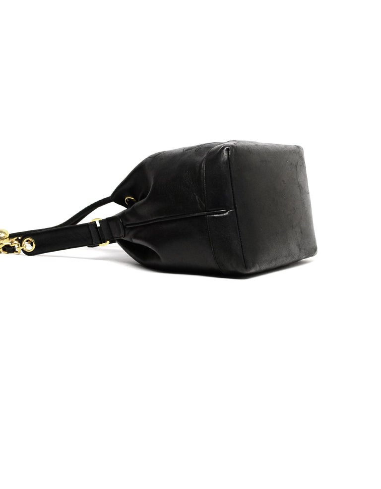 Chanel Black Lambskin Leather CC Drawstring Bucket Bag w/ Insert For ...